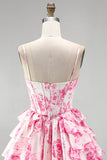 Corset rose ligne A, robe courte à motifs floraux à volants et à volants pour la rentrée à la maison