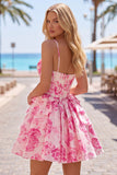 Corset rose ligne A, robe courte à motifs floraux à volants et à volants pour la rentrée à la maison