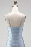 Robe courte de rentrée bleue Bodycon Bodycon épaisse Sweetheart Short Homecoming avec perles