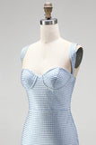 Robe courte de rentrée bleue Bodycon Bodycon épaisse Sweetheart Short Homecoming avec perles