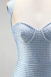 Robe courte de rentrée bleue Bodycon Bodycon épaisse Sweetheart Short Homecoming avec perles