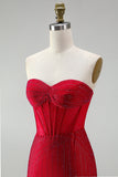 Corset rouge bodycon, robe-courte de bal à perles et bustique à la maison, avec dentelle dans le dos