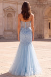 Corset de bal, corset en tulle transparent perlé en tulle pâle, longue robe de bal sans bustier avec fente