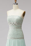 Robe longue de bal de bal plissée en chiffon plissé en chiffon A-Line avec perles