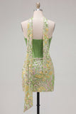 Corset Bodycon Sweetheart Corset Sequins Robe de Homecoming avec foulard au col