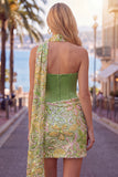 Corset Bodycon Sweetheart Corset Sequins Robe de Homecoming avec foulard au col