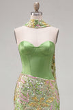 Corset Bodycon Sweetheart Corset Sequins Robe de Homecoming avec foulard au col