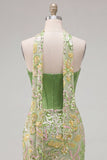 Corset Bodycon Sweetheart Corset Sequins Robe de Homecoming avec foulard au col