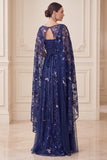 Robe de la mère de la mariée à la maquette A-Line Illusion à col A, maxi, robe de la mariée avec cape
