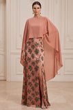 Robe longue de mère de la mariée à étui orange à étui à étui et satin long de la mère de la mariée