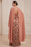 Robe longue de mère de la mariée à étui orange à étui à étui et satin long de la mère de la mariée