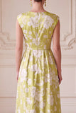 Robe verte longue de la mère de la mariée à motif A, à col en V,