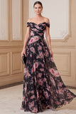 Robe de la mariée en mousse maxine noire rose à épaule décollée