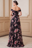 Robe de la mariée en mousse maxine noire rose à épaule décollée