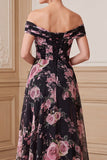 Robe de la mariée en mousse maxine noire rose à épaule décollée