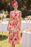 Robe midi midi Mother of the Bride à col bateau rouge à col bateau