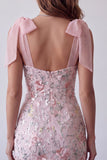 Blush Sequins Broderie Larges bretelles Bodycon Robe Cocktail courte