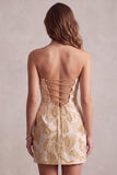 Robe cocktail courte Bodycon Bodycon Champagne Jacquard