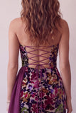 Robe courte cocktail courte bodycon sans bretelles en velours bordeaux avec drapé