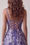 Robe cocktail courte transparente et francée aux bretelles A bleues