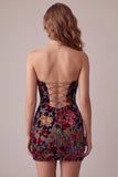 Robe cocktail courte courte bordeaux Bodycon Body Velvet Imprimée Busy