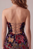 Robe cocktail courte courte bordeaux Bodycon Body Velvet Imprimée Busy