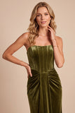 Corset olive en velours fourreau anneau Maxi Courtier robe formelle ronceuse