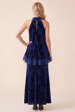 Robe formelle Maxi en velours A-Line A-Line Aline avec volants