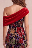 Robe de cérémonie Maxi à motif de velours asymétrique à une épaule
