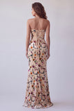 Robe de cérémonie Maxi en velours sans bretelles en velours de champagne