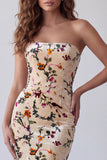 Robe de cérémonie Maxi en velours sans bretelles en velours de champagne