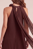 Robe formelle Maxi plissée en mousseline A-Line A-Line avec fleur 3D