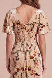 Corset champagne en velours à col en V à décolleté Maxi avec fente latérale