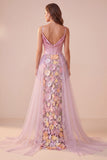 Corset rose sirène à col col à capuche, appliques floraux, robe formelle Maxi en satin avec fente