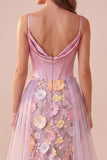 Corset rose sirène à col col à capuche, appliques floraux, robe formelle Maxi en satin avec fente