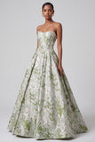 Robe de bal corset vert sauge Manchquard Longue robe de bal de promo sans bretelles avec perles