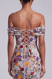 robe de bal longue de bal gris clair à fleurs à paillettes florales