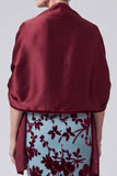 Robe mère de la mariée longue bleu lac sirène en velours à col V avec cape