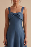 Robe invitée mariage midi Twilight ligne A à col carré avec nœud