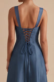 Robe invitée mariage midi Twilight ligne A à col carré avec nœud