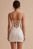 Corset blanc à col moulant à col froncé à bretelles fines Petite robe blanche courte