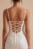Corset blanc à col moulant à col froncé à bretelles fines Petite robe blanche courte