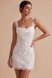 Applique florales blanches bodycon collant Petite robe blanche avec dentelle