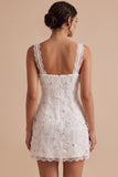 Applique florales blanches bodycon collant Petite robe blanche avec dentelle