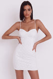 Robe blanche courte blanche courte blanche Bodycon Bodycon, Douce Bretelle Blanche