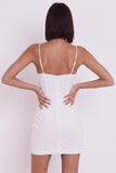 Robe blanche courte blanche courte blanche Bodycon Bodycon, Douce Bretelle Blanche