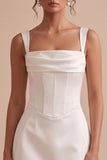 Corset blanc à col carré à fourreau, petite robe blanche courte