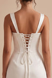 Corset blanc à col carré à fourreau, petite robe blanche courte