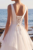 Robe de mariée blanche en satin en organza à col en V à col en V