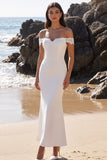 Robe de mariée Maxi sirène blanche à épaules dénudées avec dentelle